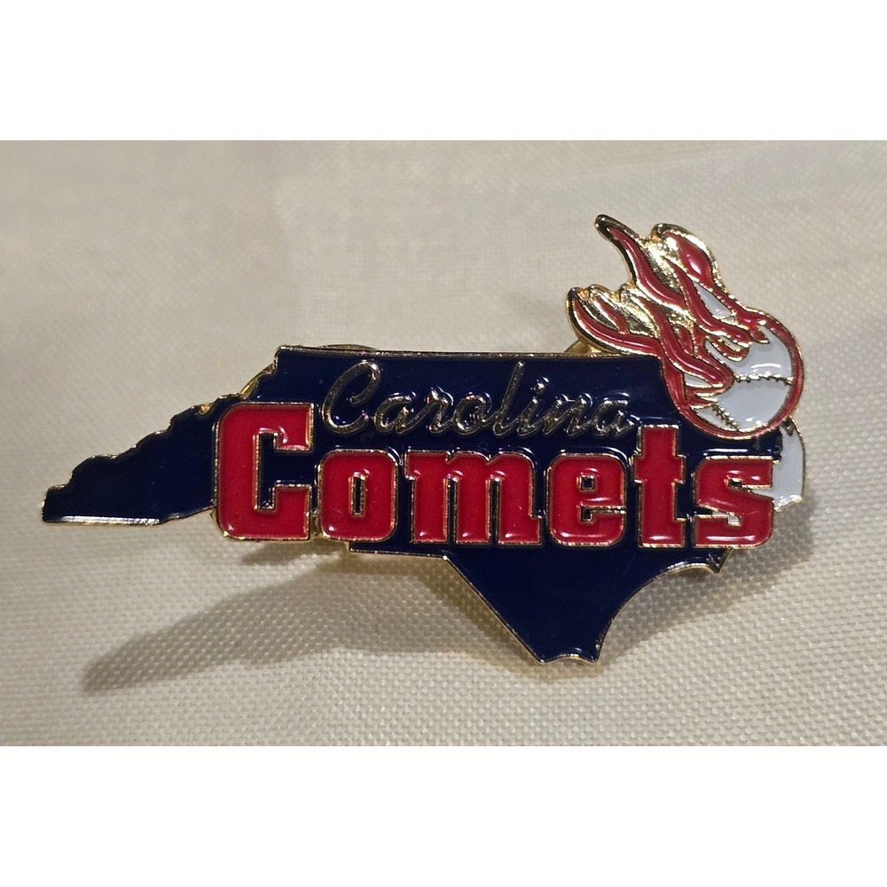 Carolina Comets North Carolina State Shape Enamel Pin‎ Baseball Flame